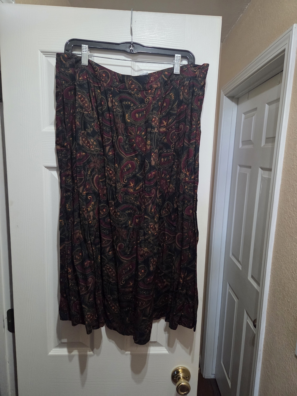 Sag Harbor Paisley Maxi Skirt in Black and Burgundy with Accents